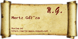 Mertz Géza névjegykártya